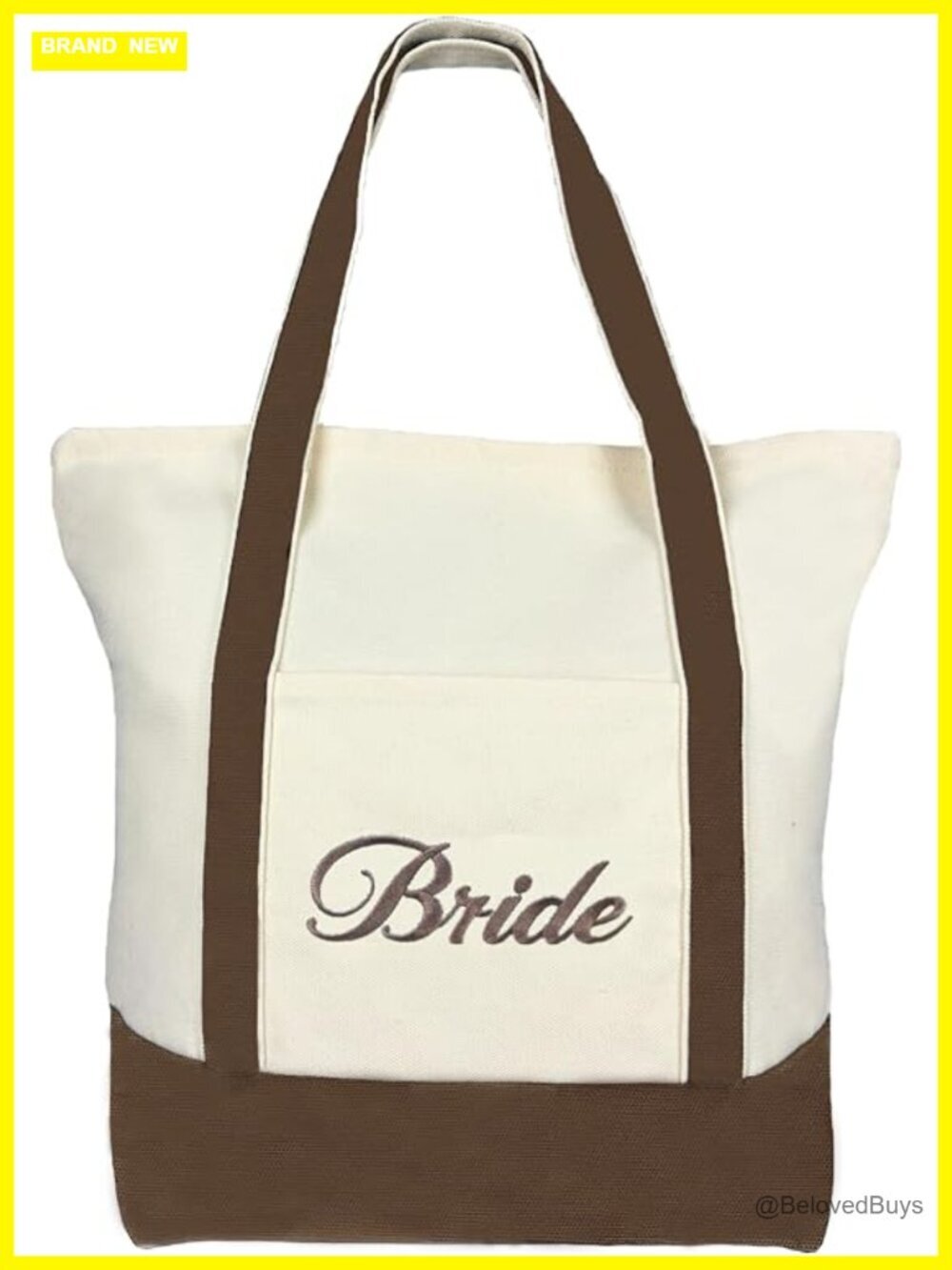 Canvas Tote Bag Bride Embroidered Shoulder Bag Large Capacity Zippered Top